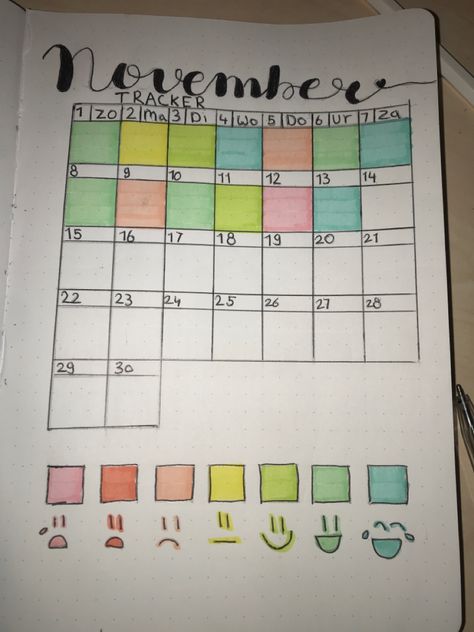 November Bullet Journal Mood Tracker, November Tracker, November Mood Tracker, Muslim Journal, Gym Tracker, Bullet Art, Tracker Ideas, Bullet Journal Mood Tracker Ideas, Bullet Journal Paper