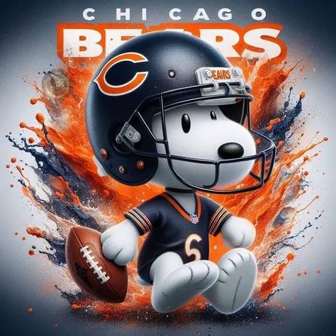 Denver Broncos Art, Snoopy Football, Broncos Wallpaper, Chicago Bears Wallpaper, Chicago Bears Pictures, Snoopy Drawing, Bears Wallpaper, Nfl Logos, Nightmare Before Christmas Tattoo