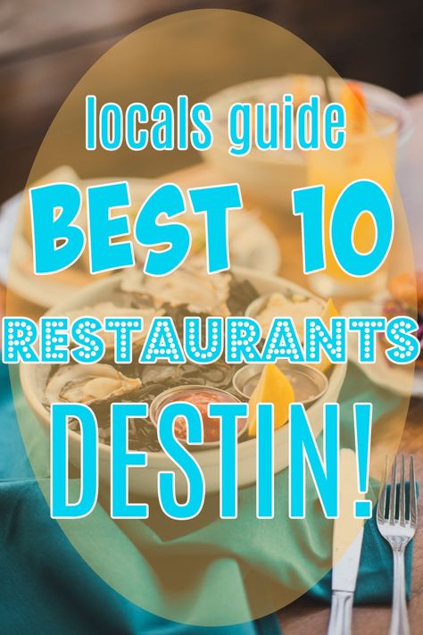 A locals guide to eating in Destin, Fl he greater Destin, Florida beaches are some of the prettiest beaches in the world.Not only is it beautiful, they have great fishing, snorkeling, parasailing, boating, and restaurants will local cuisine. There are a ton of land-based activities for adults as well as children. Restaurants In Destin Florida, Places To Eat In Destin Florida, Best Places To Eat In Destin Fl, Best Restaurants In Destin Fl, Destin Restaurants, Destin Florida Restaurants, Florida Destin, Vacation Adventures, Destin Florida Vacation