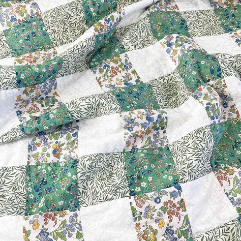 Reminiscent of the classic picnic blanket, this Green Gingham Patchwork Quilt is a great way to bring some sweet country charm to your home- Liberty style! Suitable for an adventurous beginner, construction of this quilt uses simple straight machine sewing to construct the square patchwork pieces and will introduce different quilting methods which will help advance your skills. Patchwork quilting may turn out to be easier than you first think!  Liberty Tana Lawn® would be well suited for the bac Gingham Patchwork, Classic Picnic, Fabric Starch, Liberty Quilt, Quilting Methods, Square Patchwork, Gingham Quilt, Liberty Tana Lawn, Green Gingham