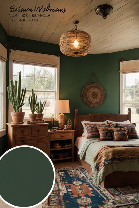 Discover the perfect timeless neutrals for your bedroom—transform your space effortlessly with these versatile shades. Explore the top picks here. #ad     #Colortrend #wallpaint2024  #color2024  #DIYpainting  ##DIYhomedecor  #Fixhome Sherwin Williams Basil, Peaceful Bedroom Colors, Dark Green Home, Green Bedroom Paint, Accent Wall Paint Colors, Dark Boho Living Room, Gothic Living Room, Light Green Walls, Solid Wood Kitchen Cabinets