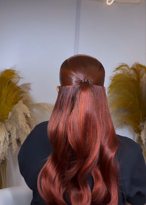 Fall Hair Ideas Black Women, Black Women Black Dress, Burgundy Half Up Half Down, Holiday Hairstyles For Black Women, Low Half Up Half Down, Winter Hairstyles For Black Women, Fall Hairstyles For Black Women, Sleek Ponytail, Front Lace Wigs Human Hair