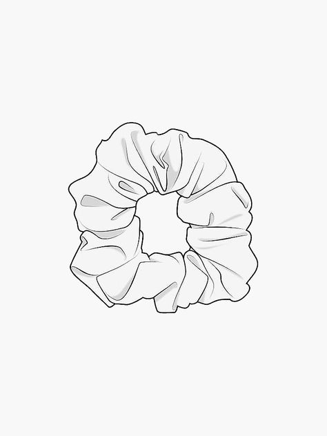 "White Scrunchie " Sticker by doces19 | Redbubble How To Draw A Scrunchie, Scrunchie Sketch, Scrunchie Drawing, Scrunchies Design, Scrunchies Stickers, Scrunched Hair, Baby Sketch, White Scrunchie, Diy Hair Scrunchies