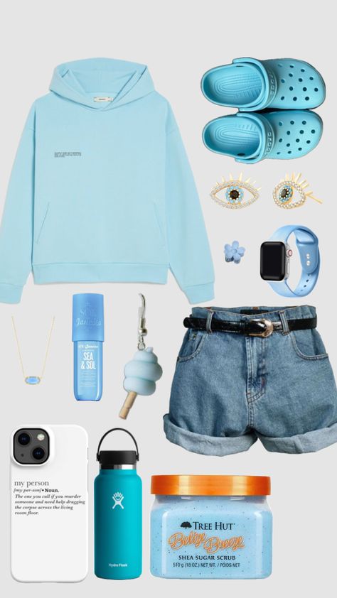 #outfitinspo #crocs #blueoutfits #hoodie#bluehoodie Outfits With Blue Crocs, Blue Crocs Outfit, Outfits For Highschool, Crocs Outfit, Blue Crocs, Blue Outfit, Cute Outfits, Energy, Outfit Inspo