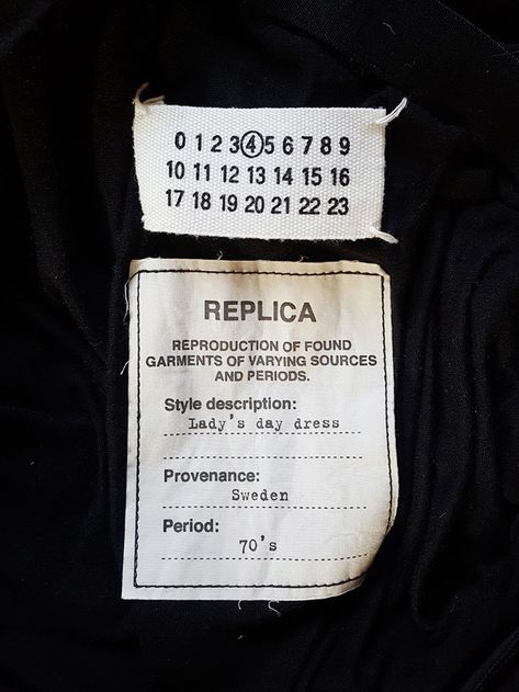 Essential Clothing, Margiela Replica, Ladies Day Dresses, Aesthetic Ig, Clothing Tags, Martin Margiela, Woven Labels, Clothing Labels, Day Dress