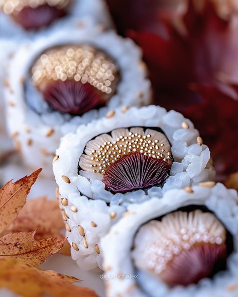 Mushroom sushi for my vegan friends 🍄 Autumn sushi Part 1 *made with love and AI* Please tag @digiart.of.alex if you repost my creations. #mushrooms #sushi #sushilover #sushilove #sushiart #vegansushi #sushicreations #veganfoodies #veganfoodlover #veganism Mushroom Sushi, Friends Autumn, Cute Sushi, Sushi Love, Vegan Sushi, Sushi Art, Golden Pothos, Vegan Foodie, Learn Japanese