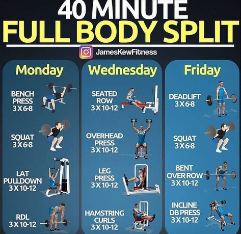 Full Body Split, Cardio For Fat Loss, Full Body Workout Plan, Sixpack Workout, Gym Antrenmanları, Full Body Workout Routine, Workout Splits, Gym Workout Chart, Weight Training Workouts