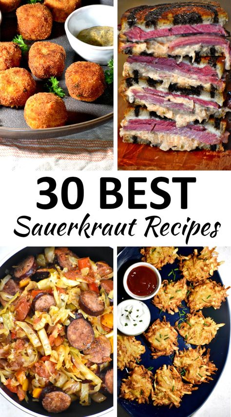 The 30 BEST Sauerkraut Recipes - GypsyPlate Pork And Sauerkraut Sandwich, Sauerkraut With Bacon, New Years Day Sour Kraut, Saurkraut Recipes Dinners, Food With Sauerkraut, Dinner Ideas With Sauerkraut, Dinners With Sauerkraut, Foods With Sauerkraut, Dinner With Sauerkraut