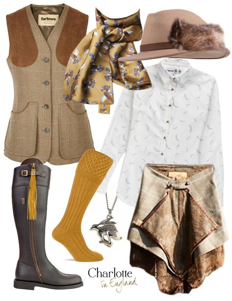 What to Wear: Twelve Glorious Outfits for the Glorious Twelfth Shooting Season (Men & Women) - Charlotte in England Bird Hunting Outfits For Women, Hunting Fashion Women, Irish Clothing Women, Women Hunting Outfit, Skeet Shooting Outfit, English Hunting Outfit, British Country Style Women, English Country Outfits Women, Irish Fashion Women