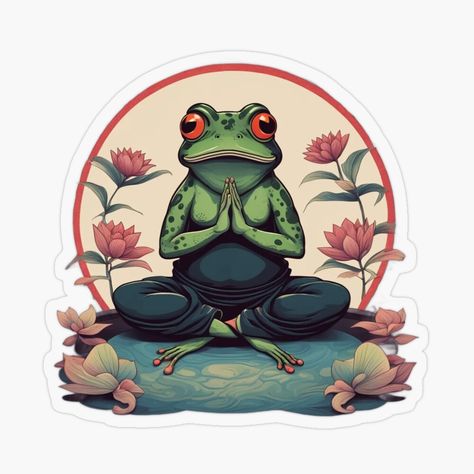 Meditating Tattoo, Drawing Buddha, Zen Frog, Kawaii Design, Design Sticker, Meditation Yoga, Yoga Meditation, Frogs, Body Art