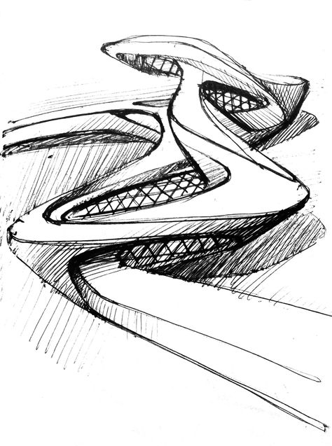 Sketches of ideas. on Behance Zaha Hadid Architecture Sketches, Zaha Hadid Sketch, Fluid Architecture, Kinetic Architecture, Zaha Hadid Architecture, Conceptual Sketches, Emotional Expression, Concept Sketches, Architectural Sketches