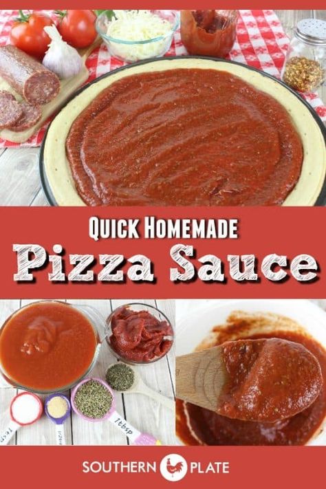 Quick Homemade Pizza Sauce - Southern Plate Easy Recipes Pizza, Quick Pizza Sauce, Pizza Sauce Easy, Best Grill Recipes, Pickle Recipes, Recipes Pizza, Pizza Roll, Southern Plate, Pizza Sauce Recipe