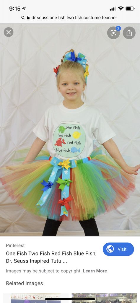 Dr Seuss One Fish Two Fish Costume, Red Fish Blue Fish Costume, One Fish Two Fish Costume, Book Character Day, Fish Costume, Dr Seuss Week, Dr Seuss Day, Book Day Costumes, Red Fish Blue Fish