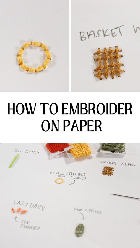 Embroidery on paper may sound somewhat complicated, but it’s surprisingly easy to do! Whether you’re looking to make an embroidered greeting card or you’re just wanting to explore a different material, this tutorial will show you the best methods for how to embroider on paper. Paper Embroidery Tutorial, Embroidered Photography, Embroidered Photo Art, Paper Basket Weaving, Embroidered Cards, Embroidery On Paper, Embroidered Paper, Stitching On Paper, Embroidered Photo