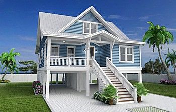 House Plan Collections & Home Floor Plans | SDC House Plans Beach Home Floor Plan, Stilted Architecture, Stilt House Plans Coastal Homes, Elevated Coastal House Plans, Elevated Beach House Plans, Beach House Plans On Stilts, Stilt House Design, Raised House Plans, Cottage On Stilts