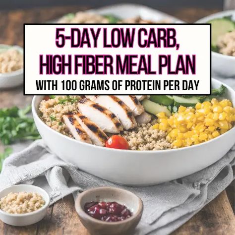 5-Day Low Carb, High Fiber Meal Plan - Moderately Messy RD High Fiber Meal Plan, High Protein Meal Plan, Low Fodmap Snacks, Fodmap Snacks, Protein Meal Plan, High Protein Breakfast Recipes, High Protein Meal, High Protein Meal Prep, Sample Meal Plan