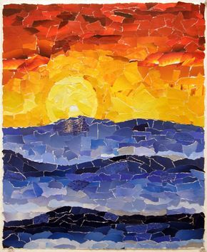 Cool and Warm Colors by Clarissa Gregory #LandscapeCollage Kunst Collages, Collage Landscape, Arte Doodle, Collage Art Projects, Paper Collage Art, Magazine Collage, Elementary Art Projects, School Art Projects, Camping Art