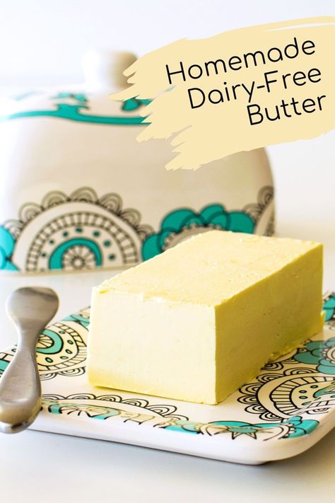 Homemade Dairy-Free Butter Alternative that's Just Like Store Bought. Great for Cooking, Spreading, and Baking - even cookies! Plant-based, gluten-free, soy-free, allergy-friendly. Homemade Dairy Free Butter, Dairy Free Soy Free Recipes, Dairy Free Butter Recipe, Plant Based Butter, Dairy Free Deserts, Peanut Free Desserts, Dairy Free Butter, Kitchen Magick, Non Dairy Butter