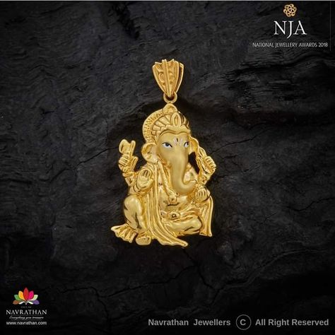 Ganesh Chaturthi is a 10-day festival marking the birth of the deity Ganesha, the god of prosperity and wisdom. Catch the spotlight this season with your jeweler for all occasions, NAVRATHAN JEWELLERS. Step into any of our stores or visit us at www.navrathan.com and bring your ensemble to life.  #Jewellery #Navrathan #jewellers #gold #silver #diamond. Ganesh Pendant Gold For Men, Navrathan Jewellers, Gold Chocker Necklace, Gold Jewellery India, Latest Gold Ring Designs, Antique Necklace Gold, Ganesh Pendant, Mens Ring Designs, Jewelry Template