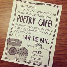 Have a poetry slam in your classroom! Get this free editable invitation for parents! April Poetry, Poetry Slam, Poetry Unit, Happy April, 4th Grade Ela, Poetry Month, Slam Poetry, Dear Parents, Kids Classroom