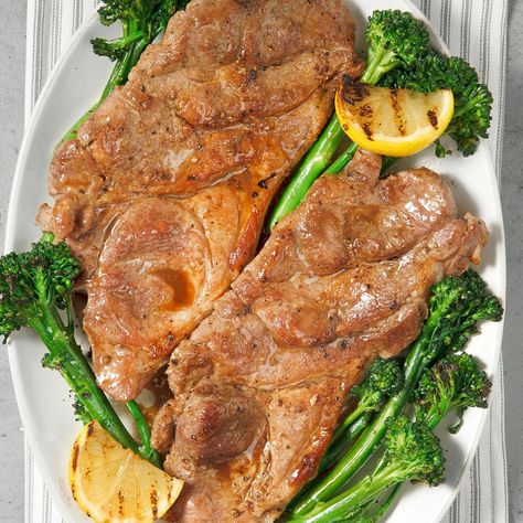 Pork Steak Thick Pork Steak Recipes, Sliced Pork Shoulder Recipes, Pork Steak Recipes Skillet, Pork Shoulder Blade Steak Recipes, Pork Steak Recipes Oven, Pork Steak Recipes, Steak Recipes Skillet, Baked Pork Steak, Pork Shoulder Steak