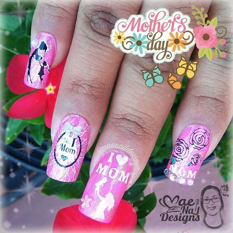 ♡ Mother's Day Stamping Nails ♡ Mother Day Nails Designs, Mother Day Nails, Mommy And Me Nails, Mother’s Day Nails, Mothers Day Nails Ideas, Florida Nails, Nails 2017, Nail Design Inspiration, Pretty Wallpaper Iphone