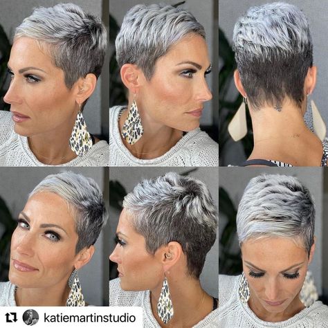 Bald Style, Wigs Hairstyle, Spiky Haircut, Grey Hair Over 50, Short Hair Designs, Pixie Haircut Styles, Black Hair Short Cuts, Short White Hair, Tapered Natural Hair