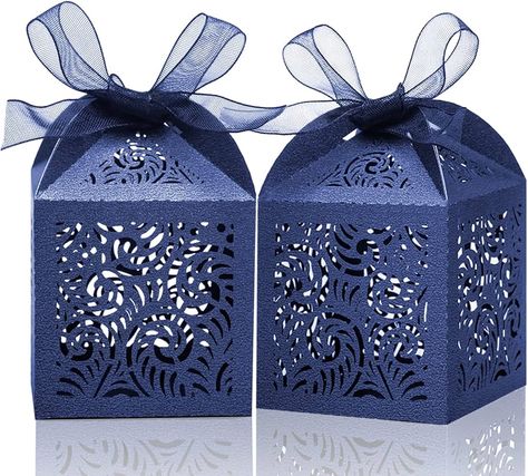 Amazon.com: COTOPHER 100Pcs Laser Cut Favor Boxes, 2x2x2.75in Small Gift Boxes for Presents, Party Wedding Favors Boxes with Ribbon, Mini Candy Boxes for Event Bridal Shower Anniversary Birthday Christmas, Navy : Health & Household Wedding Favors Boxes, Party Wedding Favors, Quinceanera Decorations, Christmas Pink, Party Favor Boxes, Wedding Favor Boxes, Small Gift Boxes, Lasercut Design, Candy Boxes