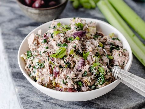 tuna salad Easy Tuna Salad Recipe, Tuna Salad Recipe Easy, Easy Tuna Salad, Best Tuna Salad Recipe, Best Tuna Salad, Avocado Oil Mayo, Roasted Tomato Basil Soup, Tuna Avocado, Gluten Free Soy Sauce