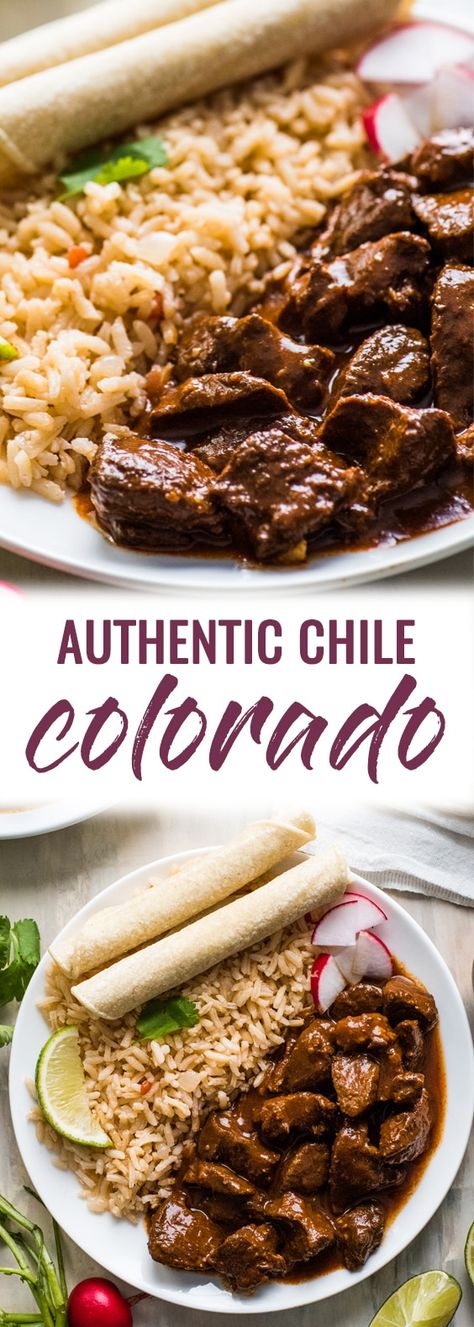 Chile Colorado Recipe, Authentic Mexican Dinner, Chili Colorado, Chile Colorado, Colorado Food, Red Chile Sauce, Authentic Mexican Recipes, Traditional Mexican Dishes, Mexican Beef