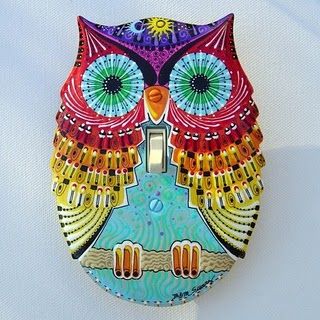 Amazing light switch cover Mint Green Decor, Owl Paper, Colorful Owls, Owl Pet, Turtle Art, Ceramic Owl, Owl Lovers, Owl Bird, Light Switch Cover