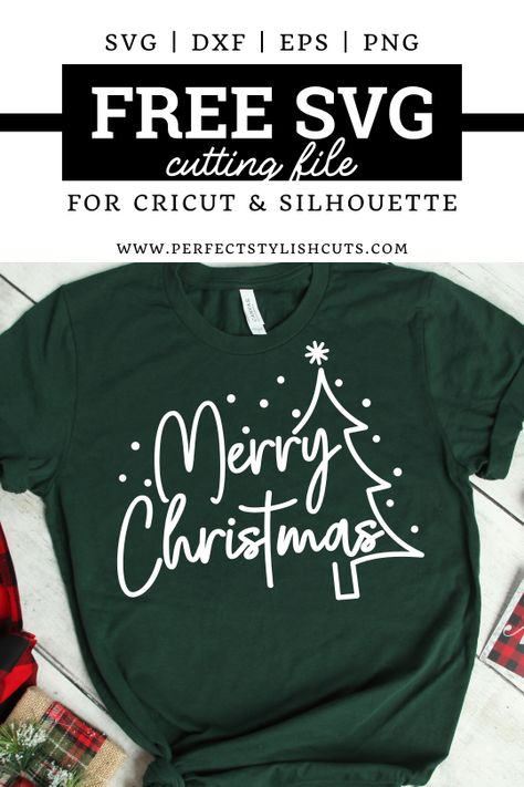 Free Merry Christmas SVG File for Cricut Projects and Silhouette Cameo Projects from PerfectStylishCuts.com. This design is perfect for a Christmas shirt.   #cricutprojects #cricut #silhouettecameo #silhouettecameoprojects #freesvgfiles #freesvg #cutfile #christmascrafts #diycrafts #diychristmas Christmas Svg Files Free, Cricut Christmas Ideas, Idee Cricut, Projets Cricut, Christmas Craft Projects, Watercolor Card, Cricut Projects Beginner, Merry Christmas Svg, Christmas Svg Files