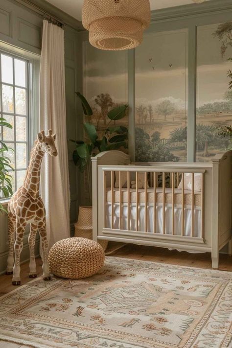 Best Nursery Themes, Soft Green Nursery Gender Neutral, Safari Nursery Furniture, Nursery Master Room Combo, Classic Baby Nursery, French Nursery Room Inspiration, Disney Theme Nursery, Classic Nursery Ideas, Vintage Safari Nursery