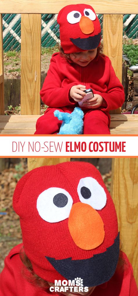 I made this easy DIY Elmo costume for my toddler in minutes! It's a simple, frugal, easy costume idea for toddlers or preschoolers who love Sesame Street and is a no-sew solution for moms who need to do things quickly. Perfect for Halloween or Purim. Diy Elmo Costume, Easy Diy Costume, Elmo Costume, Easy Costume, Easy Diy Costumes, Diy Costume, Easy Costumes, Toddler Costumes, Toddler Halloween