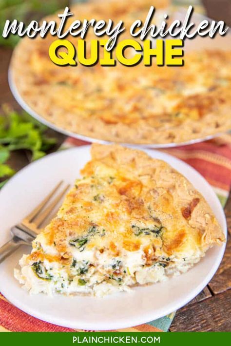 Quiche Chicken, Chicken Quiche, Homemade Quiche, Breakfast Casserole With Biscuits, Monterey Chicken, Quiche Recipes Easy, Overnight Breakfast, Cheese Breakfast, Chicken Spinach