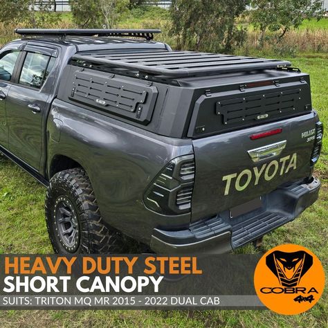 Short Heavy Duty Galvanised Steel Canopy fits Triton MQ MR 2015 - 2022 Dual Cab Tradie Black Low Toyota Hilux Canopy, Camping 4x4, Holden Colorado, Toyota Lc, Camper Truck, Dirt Bikes For Kids, Mitsubishi Pajero Sport, Steel Canopy, Isuzu D Max