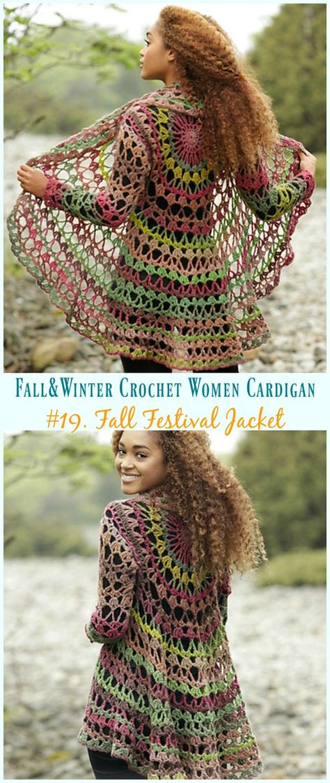 Fall Festival Jacket Crochet Free Pattern - Fall & Winter Women #Cardigan; Free #Crochet; Patterns Crochet Patterns Free Women, Crochet Cowl Free Pattern, Jacket Crochet, Crochet Bodycon Dresses, Beau Crochet, Crochet Women, Trendy Sewing Patterns, Winter Crochet, Autumn Sweater