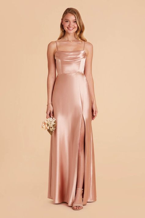 Gold Bridesmaid Dress, Rose Gold Bridesmaid Dress, Cindy Dress, Taupe Bridesmaid Dresses, Rose Gold Satin, Rose Gold Bridesmaid, Rose Bridesmaid Dresses, Gold Bridesmaid Dresses, Satin Wrap Dress