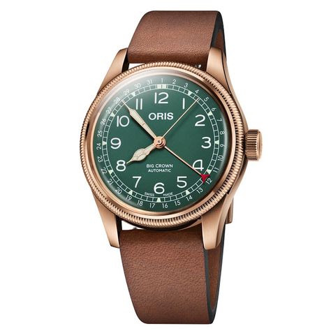 Oris Big Crown Pointer Date 80th Anniversary Edition in bronze Oris Big Crown, Omega Planet Ocean, Oris Watches, Big Crown, Swiss Watch Brands, Planet Ocean, 80th Anniversary, Aviator Watch, Richard Mille