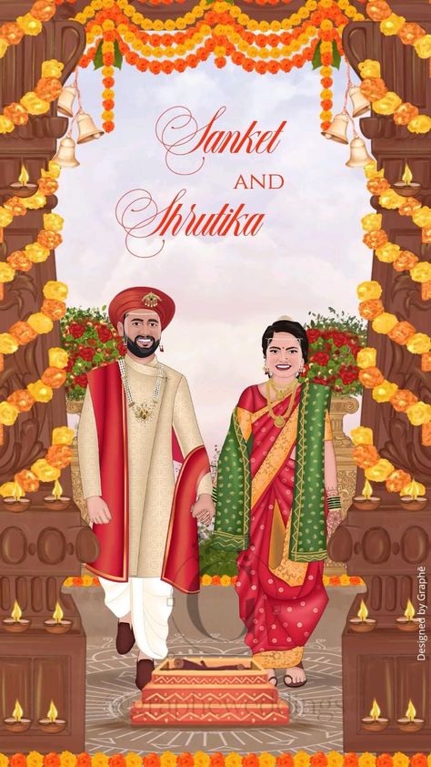 Cartoon Wedding Invitations, Caricature Wedding Invitations, Couple Illustration Wedding, Bride And Groom Cartoon, Wedding Card Design Indian, Indian Wedding Invitation Card Design, Caricature Wedding, Wedding Caricature, Unique Wedding Cards