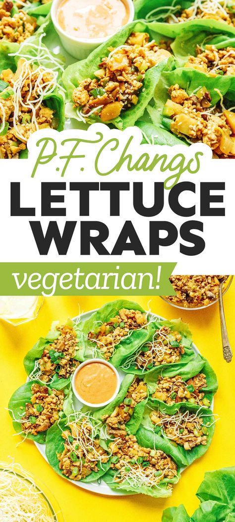 Treat yourself to copycat PF Chang's Vegan Lettuce Wraps right in your own kitchen - complete with crispy rice noodles and sriracha mayo! They're a healthy dinner idea or appetizer that are low carb, gluten-free, and perfect for the whole family. Lettuce Wraps Pf Changs Recipe, Crispy Rice Noodles, Veggie Lettuce Wraps, Tofu Lettuce Wraps, Vegan Lettuce Wraps, Vegetarian Lettuce Wraps, Vegan Appetizer, Liquid Food, Healthy Budget