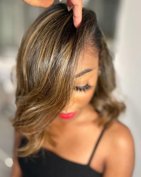 It gets better with every swipe!😍 Golden-beige works well for most Black women. | Instagram Full Head Blonde Highlights Black Women, Brown Hair With Blonde Highlights Black Women, Bob With Highlights Black Women, Sandy Blonde Hair On Black Women, Honey Brown Highlights On Black Women, Blonde Balayage Black Women, Blonde Highlights Black Women, Highlights Black Women, Sandy Blonde Hair