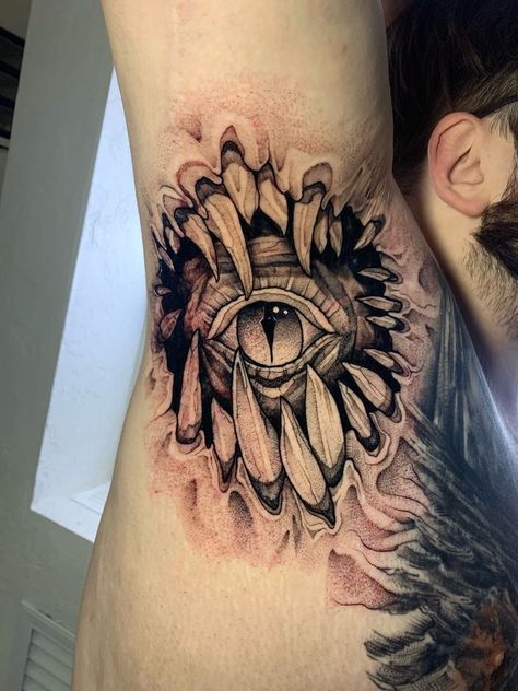 Best Tattoo For Cover Ups, Horror Tattoos Men, Eyeball Tattoos, Snitch Tattoo, Ojo Tattoo, Armpit Tattoo, Satanic Tattoos, Shoulder Cap Tattoo, Eyeball Tattoo