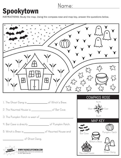 Click the link above to download our Spookytown map worksheet ideal for first and second grade students. Halloween Worksheet, Social Studies Maps, Teaching Maps, Map Skills Worksheets, 3rd Grade Social Studies, Geography Worksheets, Kindergarten Social Studies, Map Worksheets, Halloween Worksheets