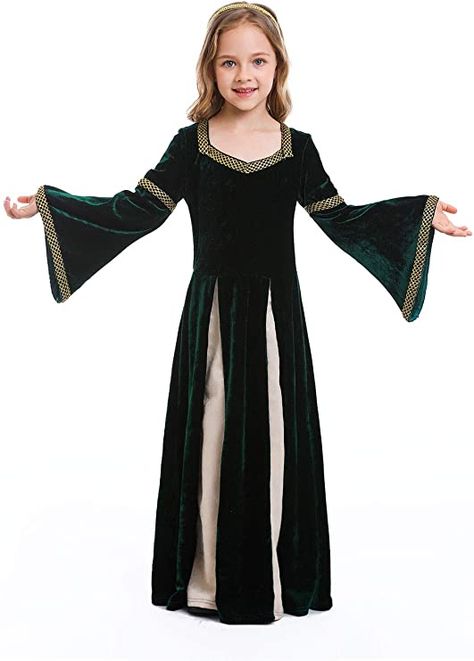 Amazon.com: Dark Paradise Kids Girls Medieval Renaissance Dress Costume Halloween Vampire Cosplay Hooded Robe Gown 4-12T: Clothing Medieval Princess Costume, 17th Century Dress, Medieval Princess, Kid Dress, Mascaras Halloween, Kids Carnival, California Costumes, Century Dress, Costume Parties