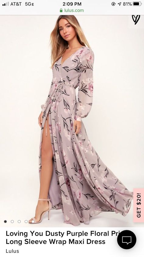 Dusty Purple Dress, Neon Pink Dresses, Floaty Maxi Dress, Wrap Dress Long Sleeve, Wrap Dress Long, Floral Wrap Dress, Backless Prom Dresses, Printed Wrap Dresses, Floral Print Maxi Dress