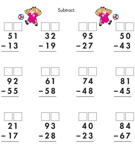 Double Digit Subtraction With Regrouping, Math Activities For Preschoolers, Subtraction With Regrouping, Math Subtraction, Math Sheets, 1st Grade Math Worksheets, Worksheet For Kids, Activities For Preschoolers, Math Tutor