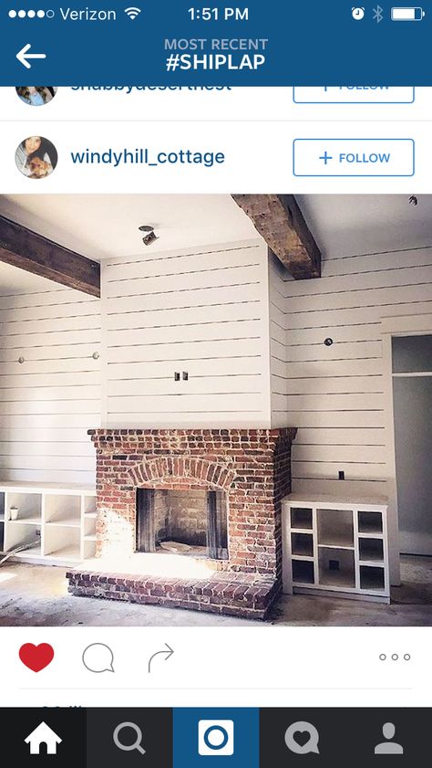 Shiplap over the fireplace. How To Arrange Bedroom, Bedroom Furniture Ideas, Fireplace Redo, Bedroom Arrangement, Shiplap Fireplace, Farmhouse Fireplace, Fireplace Remodel, Home Fireplace, Fireplace Makeover