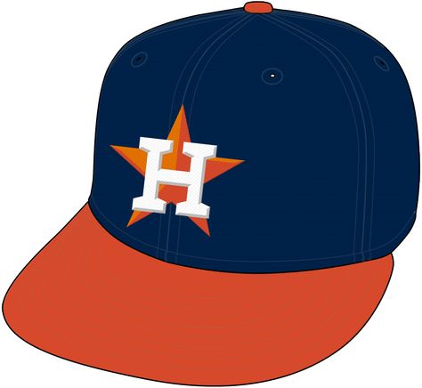 Houston Astros Cap Cap (2013-Pres) - The Houston Astros navy blue and orange road cap first introduced as part of their retro rebrand in 2013. Worn regularly with their road grey uniforms until partway through the 2019 season, and then only a handful of times per season going forward. Almost exclusively worn with their navy blue alternate jersey beginning in 2021. SportsLogos.Net Astros Cap, Cap Logo, Anniversary Logo, Event Logo, Word Mark Logo, Virtual Museum, Sports Logos, Champion Logo, Houston Astros Logo