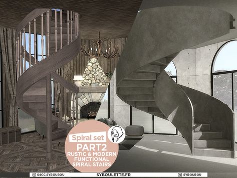 The Sims Resource - [Patreon] Scripted - Functional spiral stairs (Part 2) Sims 4 Piercings, Sims 4 Clutter, Sims 4 Cc Folder, Stair Parts, Modern Stairs, Spiral Stairs, Sims 4 Downloads, Sims 4 Cc Furniture, Sims 4 Mods Clothes